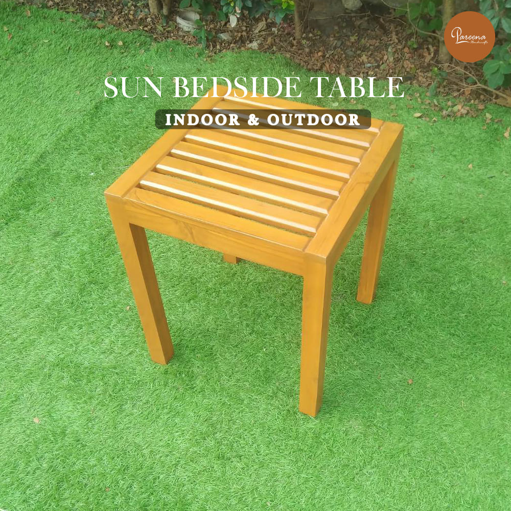 โต๊ะข้างไม้สัก PAREENA DECOR รุ่น BST-004,ขนาด 40X40X45 ซม. สีไม้ธรรมชาติ_3